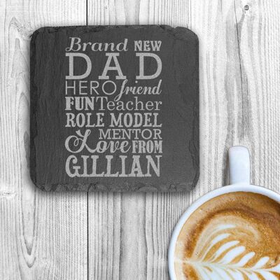 What A New Dad Means Square Slate Keepsake (PER2204) (TreatRepublic3202)