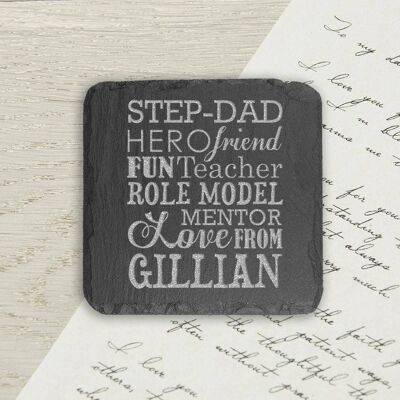 What A Step-Dad Means Square Slate Keepsake (PER2205) (TreatRepublic3203)