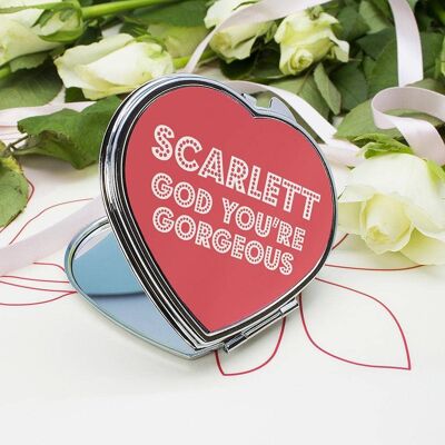 You're Gorgeous! Personalised Heart Compact Mirror (PER2551-001) (TreatRepublic3256)