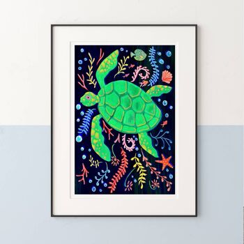 Impression d'art de pépinière de tortue de mer A3 29,7 x 42 cm 3
