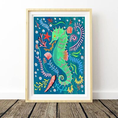 Seahorse Nursery Art Print A4 21 x 29.7cm