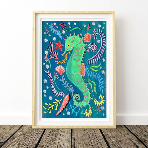 Seahorse Nursery Art Print A3 29.7 x 42cm