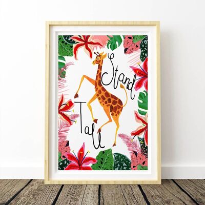 Stand Tall Giraffe Nursery Print A3 29,7 x 42 cm