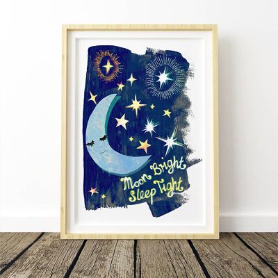 Sleep Tight Moon Bright Nursery Print A4 21 x 29,7 cm