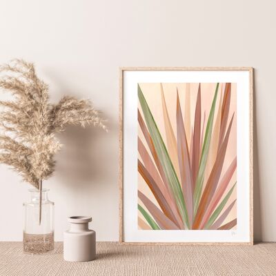 Stampa artistica con foglie tropicali dai toni caldi, formato A4, 21 x 29,7 cm