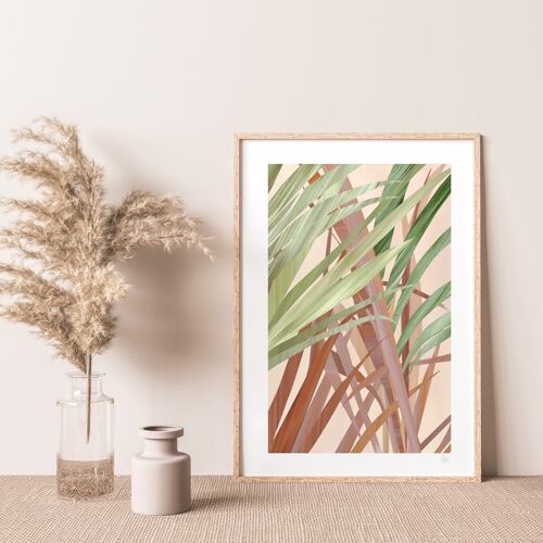 Abstract Warm Tones Leaf Art Print A4- 21 x 29.7cm