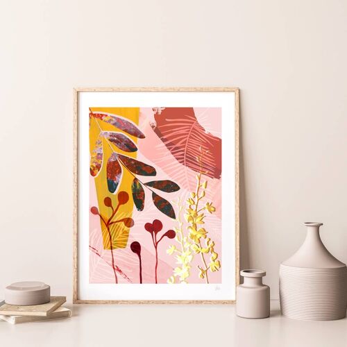 Terracotta Autumn Leaf Art Print A4- 21 x 29.7cm