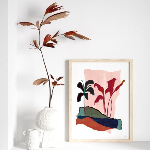 Dark Lily Abstract Leaf Art Print A4- 21 x 29.7cm