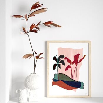 Dark Lily Abstract Leaf Art Print A3 - 29,7 x 42 cm 1