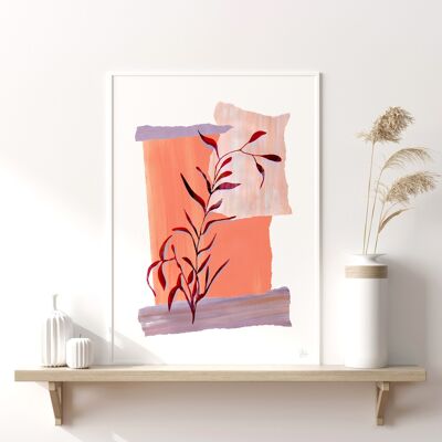 Impresión de arte abstracto de silueta de hoja A4- 21 x 29,7 cm