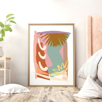 Impresión de arte de trópico abstracto de hoja tropical A4- 21 x 29,7 cm
