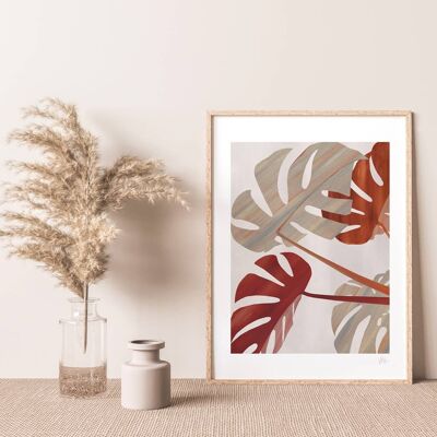 Monstera Large Palm Leaf Print A3 - 29.7 x 42cm