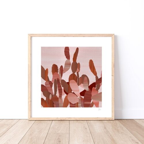 Pink earth toned Cactus Art Print