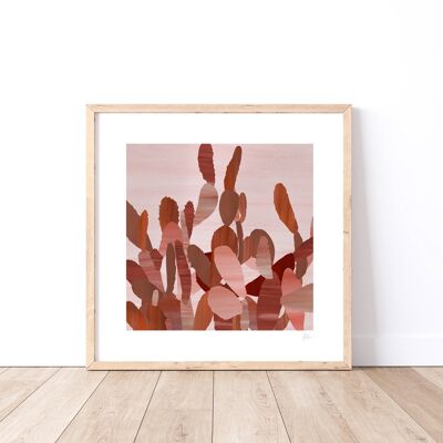 Stampa artistica di cactus dai toni rosa