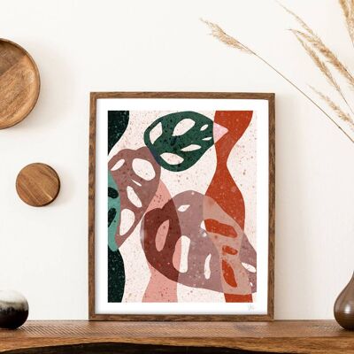 Terrazzo Abstract Large Leaf Kunstdruck A4 – 21 x 29,7 cm