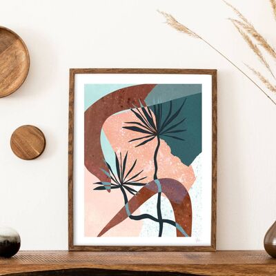 Impresión de arte de palmera abstracta de terrazo A4- 21 x 29,7 cm
