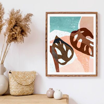 Terrazzo Large Leaf Abstract Art Print A3 - 29.7 x 42cm