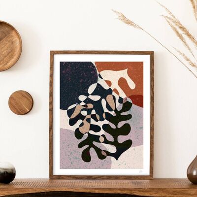 Terrazzo Abstract Leaf Art Print A4- 21 x 29.7cm