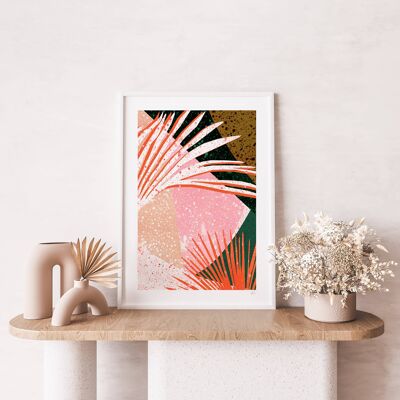 Colourful Terrazzo Leaf Abstract Art Print 1 A4- 21 x 29.7cm