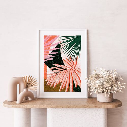 Colourful Terrazzo Leaf Abstract Art Print 3 A4- 21 x 29.7cm