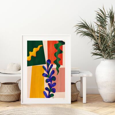 Impression d'art de feuilles abstraites colorées 1 A3 - 29,7 x 42 cm
