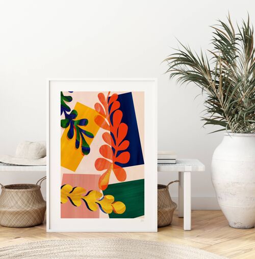 Colourful Abstract Leaf Art Print 3 A4- 21 x 29.7cm