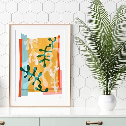 Abstract Seaweed Colour Block Art Print A4- 21 x 29.7cm