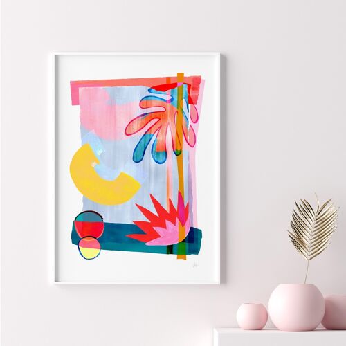 Vibrant Abstract Leaf Shapes Art Print A4- 21 x 29.7cm