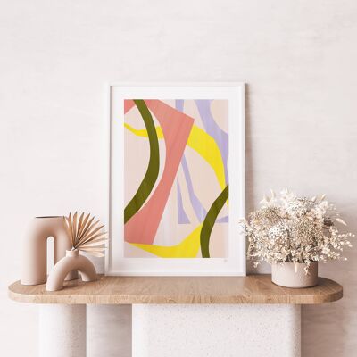 Pastellfarbener abstrakter ausgeschnittener Druck 1 A3 - 29,7 x 42 cm