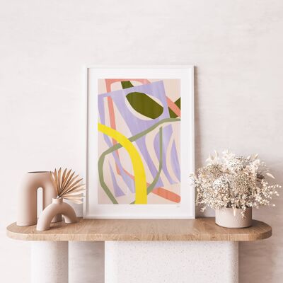 Pastellfarbener abstrakter ausgeschnittener Druck 2 A4, 21 x 29,7 cm