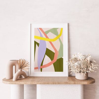 Pastellfarbener abstrakter ausgeschnittener Druck 3 A4 - 21 x 29,7 cm