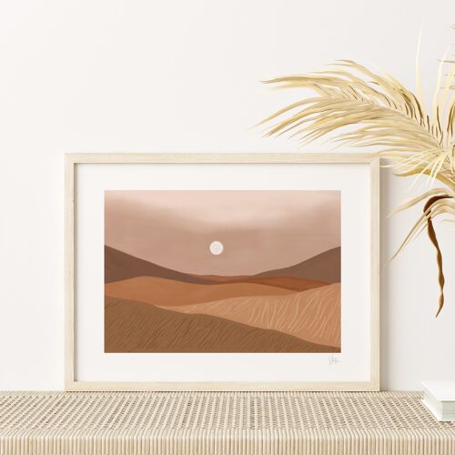 Earth Tone Sunrise Desert Landsape Art Print A4- 21 x 29.7cm