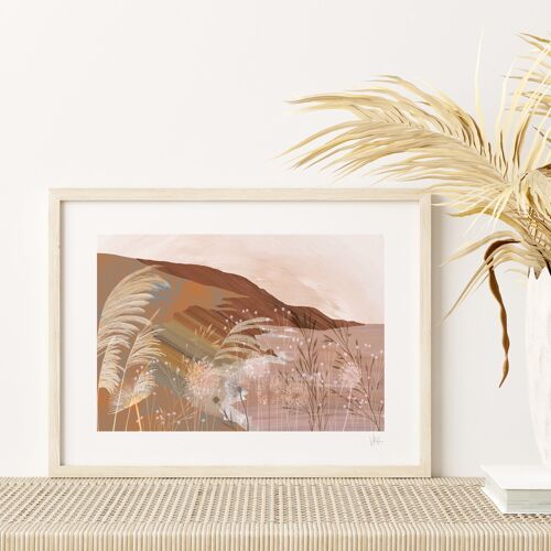 Cliff Tops Earth Toned Landscape Art Print A4- 21 x 29.7cm