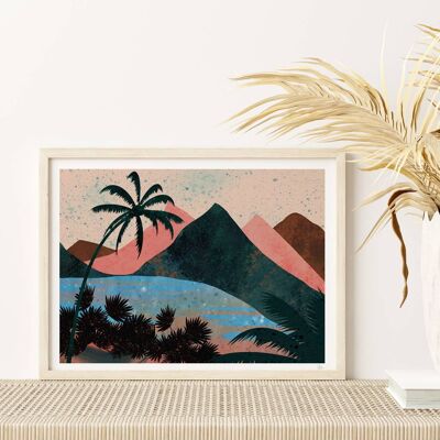 Brazil Sunset Mountain Landscape Art Print A4- 21 x 29.7cm
