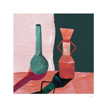 Vases en céramique bleu sarcelle et terre cuite Impression artistique 4
