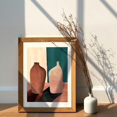 Auffälliger, minimalistischer Kontrastvasen-Kunstdruck, A4, 21 x 29,7 cm