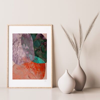Juwel abstrakter Aquarell-Kunstdruck, A4, 21 x 29,7 cm
