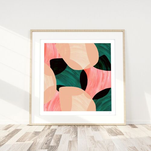 Green and Pink Abstract Shells Art Print