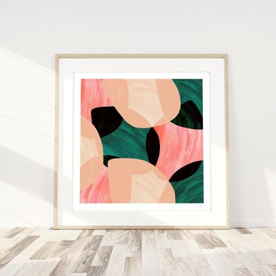 Coquilles abstraites vertes et roses Impression artistique