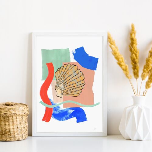 Shell Colour Block Abstract Art Print A4- 21 x 29.7cm