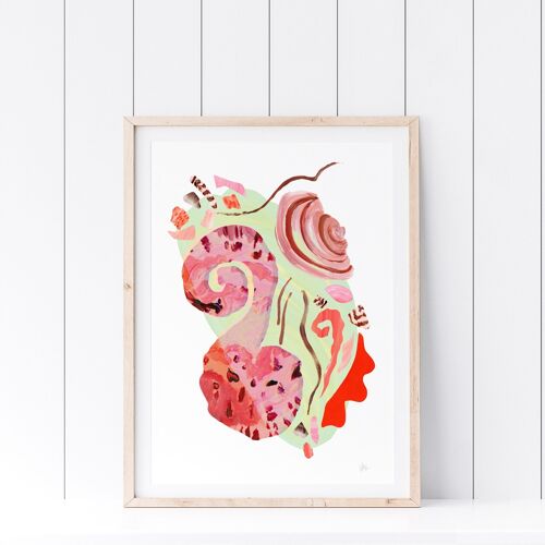 Painterly Abstract Shell Art Print A4- 21 x 29.7cm