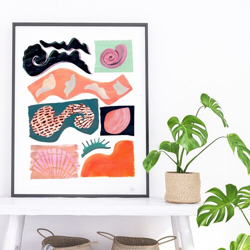 Shell Collection Abstract Art Print A4- 21 x 29.7cm