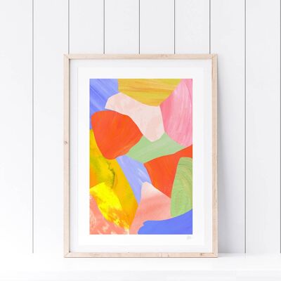 Regenbogen abstrakte Muschel Collage Kunstdruck A4 – 21 x 29,7 cm