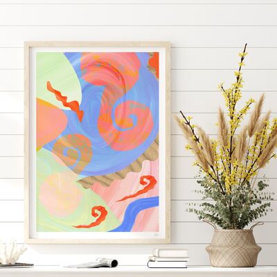 Abstract Rainbow Modern Art Print A4- 21 x 29.7cm