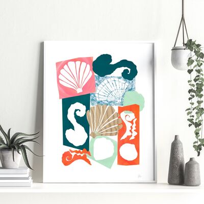 Abstract Shells Cut Out Print A3 - 29.7 x 42cm