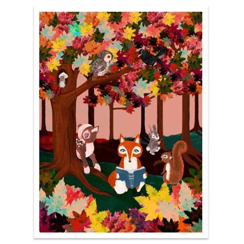 Woodland Animal Autumn Forest Art Print A3 - 29,7 x 42 cm 3