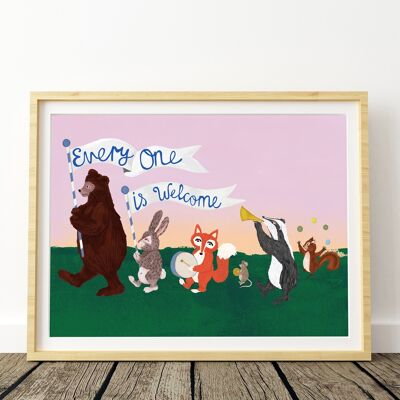 Woodland Animal Parade Kunstdruck A3 – 29,7 x 42 cm