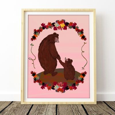 Maman ours et bébé ours Art Print A4- 21 x 29,7 cm