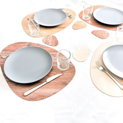 Placemat PEBBLE Wood - set of 4