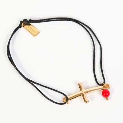 Black Cross 18k Lurex Cord Bracelet